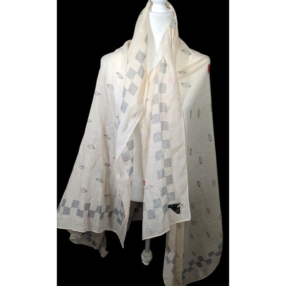 Rag & Bone Checkerboard Lip Print Shawl/Scarf - Picture 3 of 12